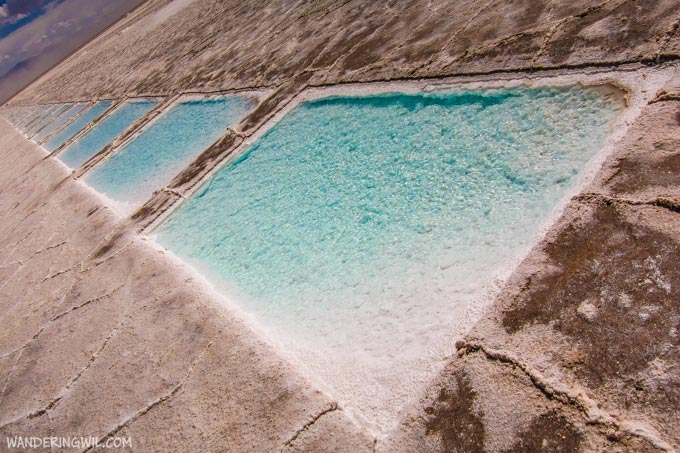 Vasche per la produzione di sale, sulla Salinas Grande